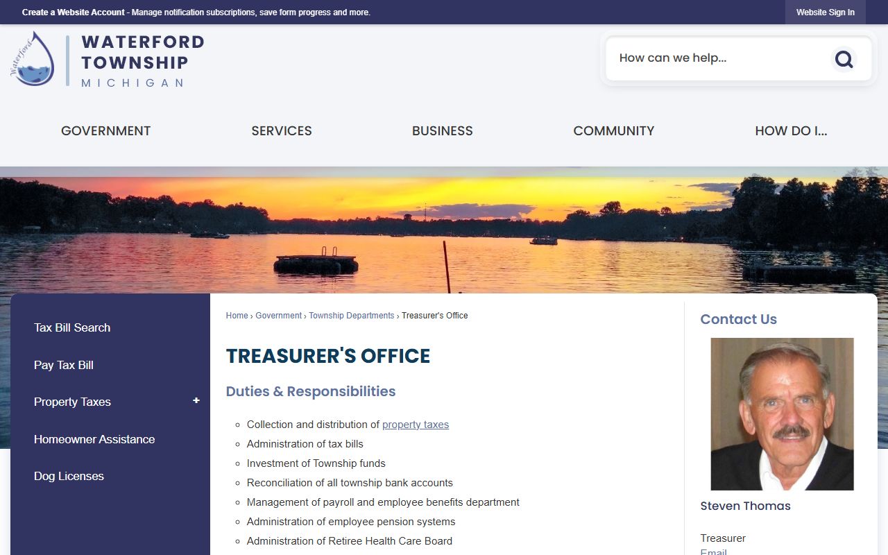 Waterford Township Treasurer page