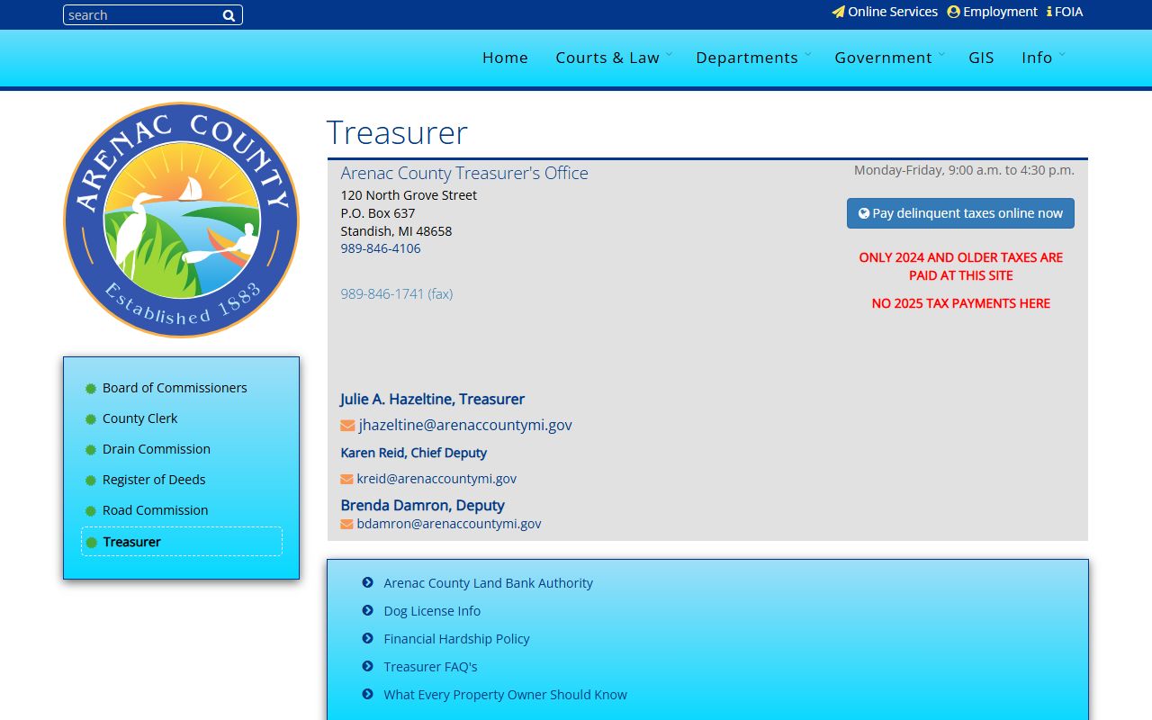 Arenac County Treasurer Website