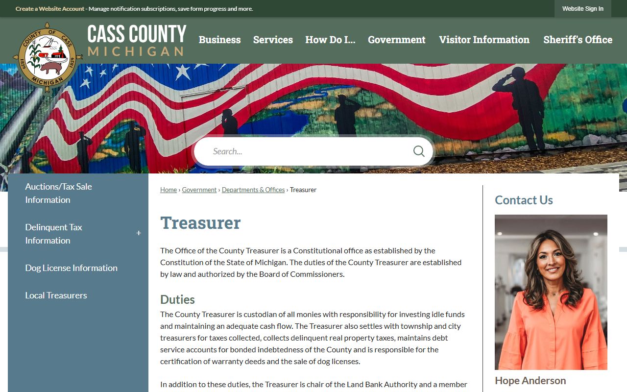 Cass County Treasurer page