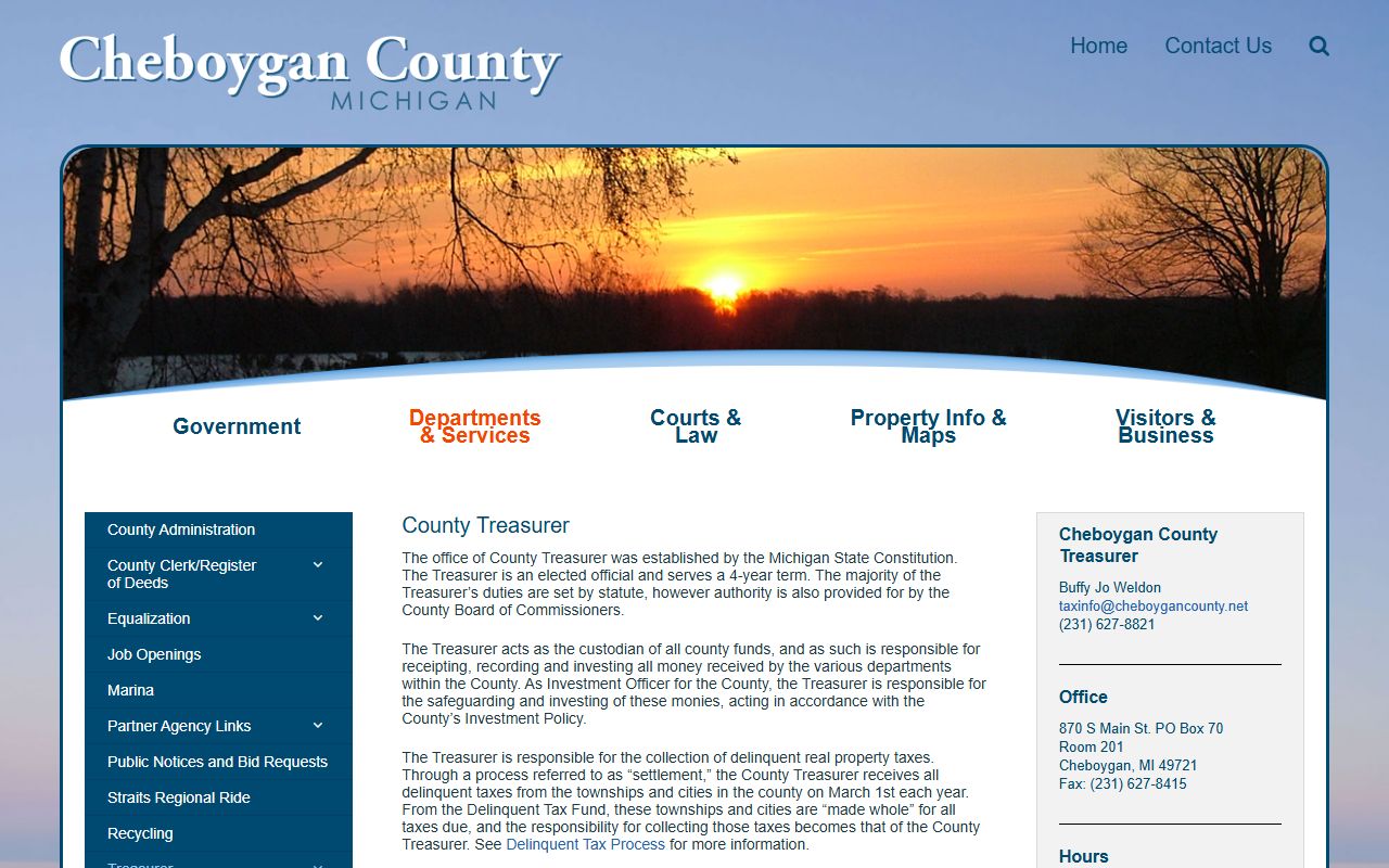 Cheboygan County Treasurer page