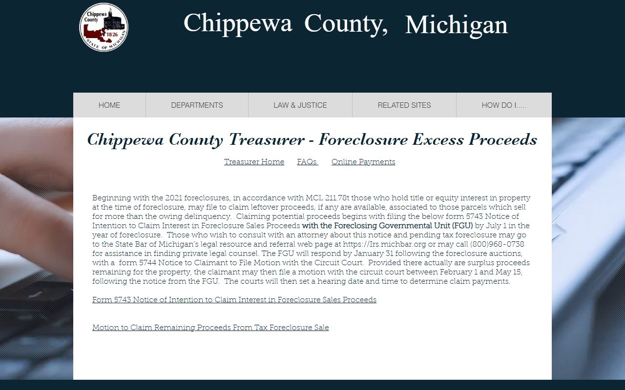 Chippewa County foreclosure excess proceeds information