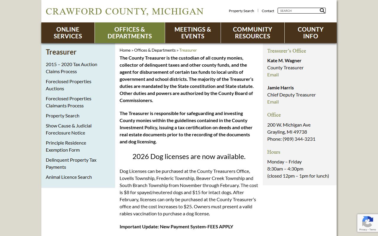 Crawford County Treasurer page