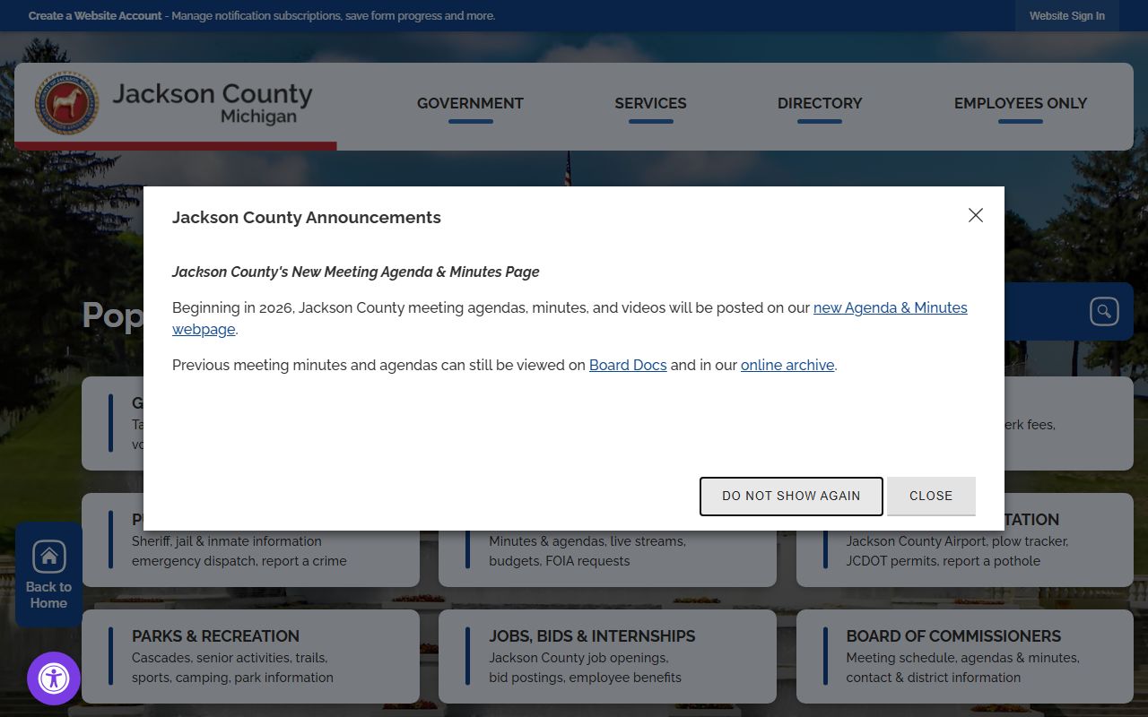 Jackson County main website