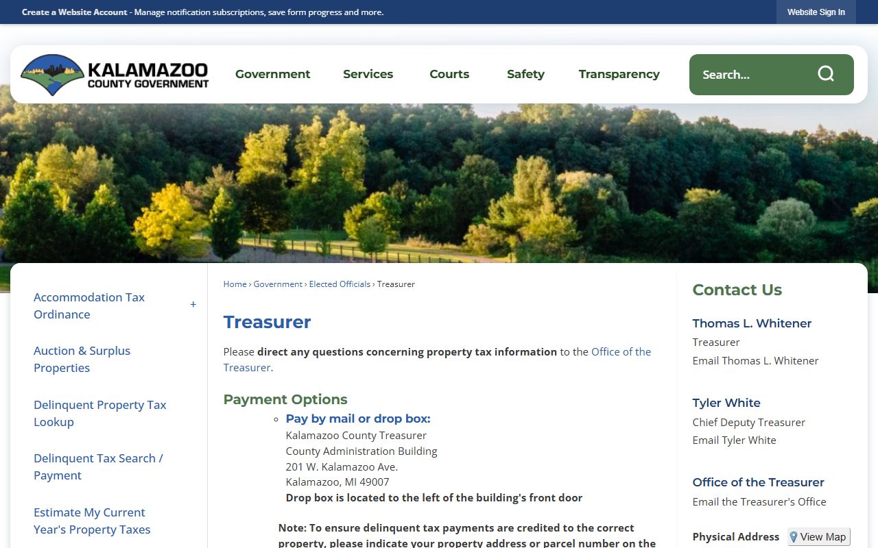 Kalamazoo County Treasurer page