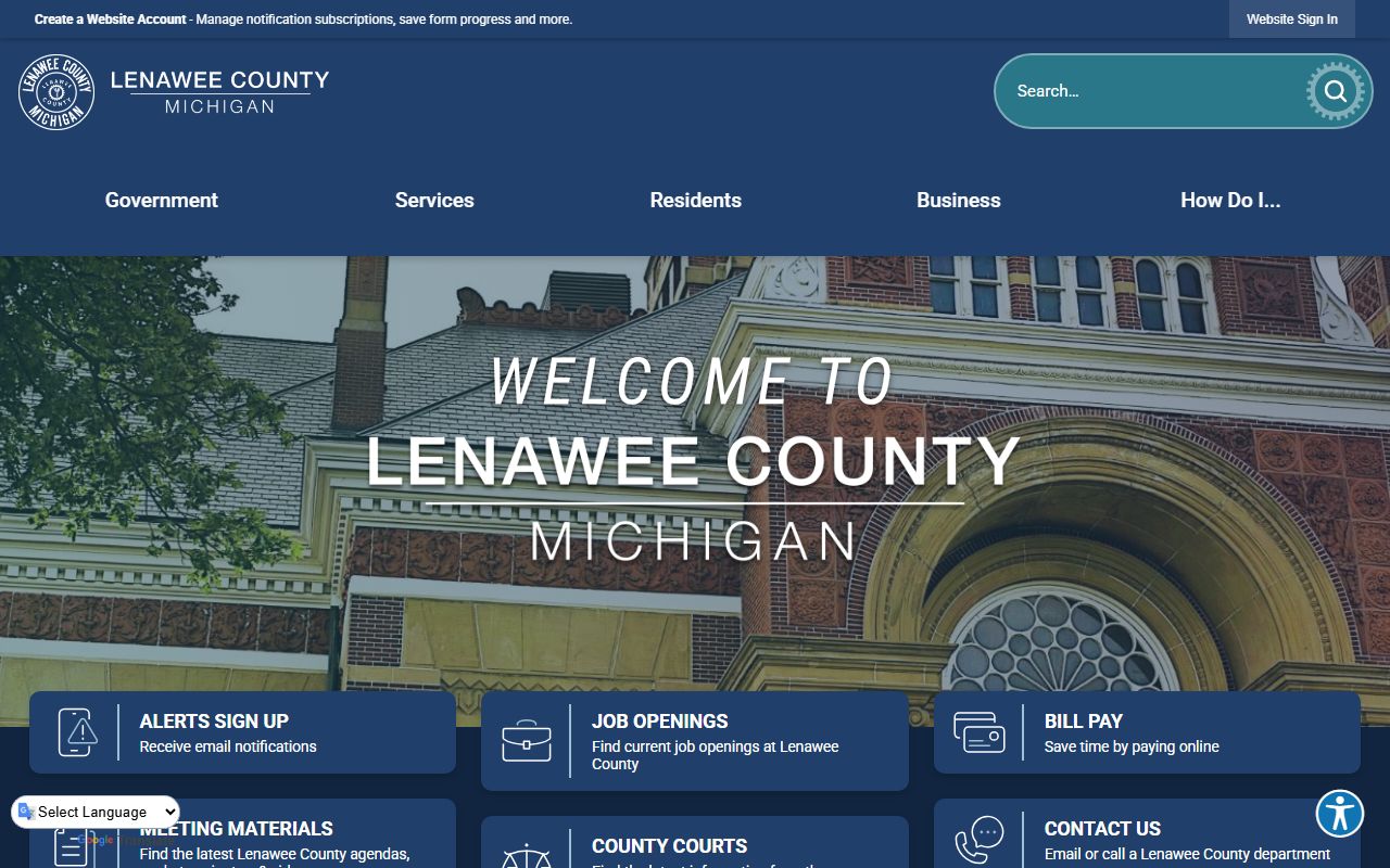 Lenawee County main website