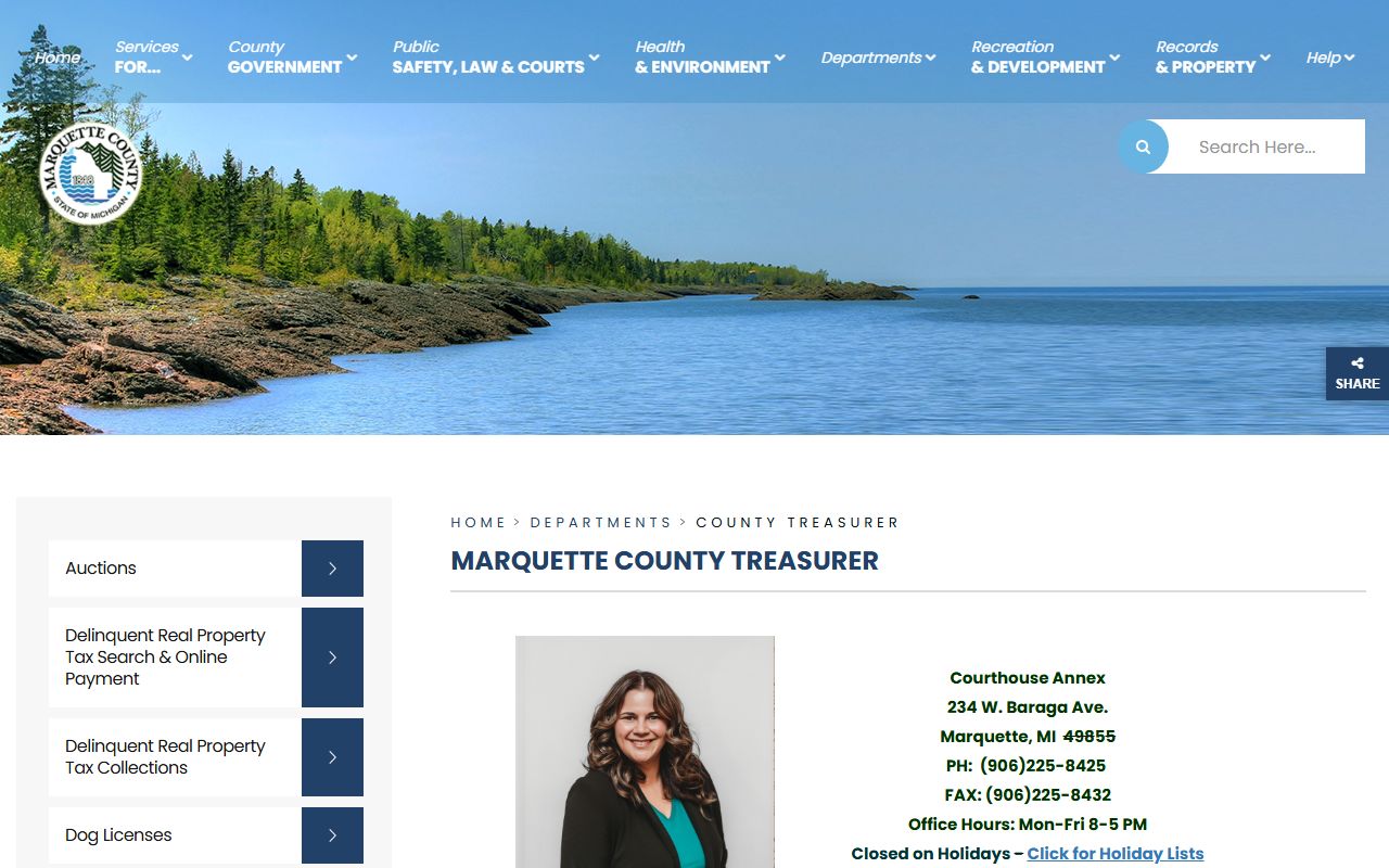 Marquette County Treasurer page
