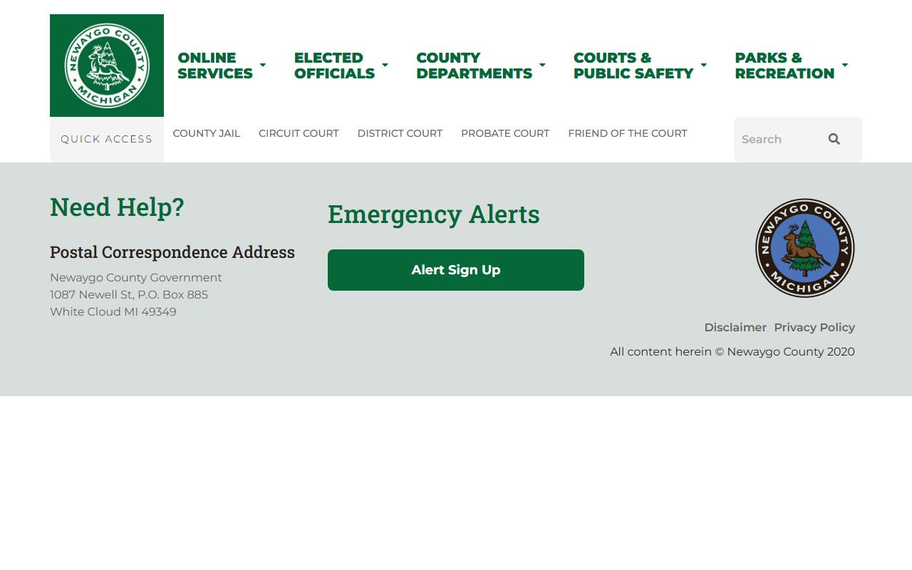 Newaygo County Treasurer department page