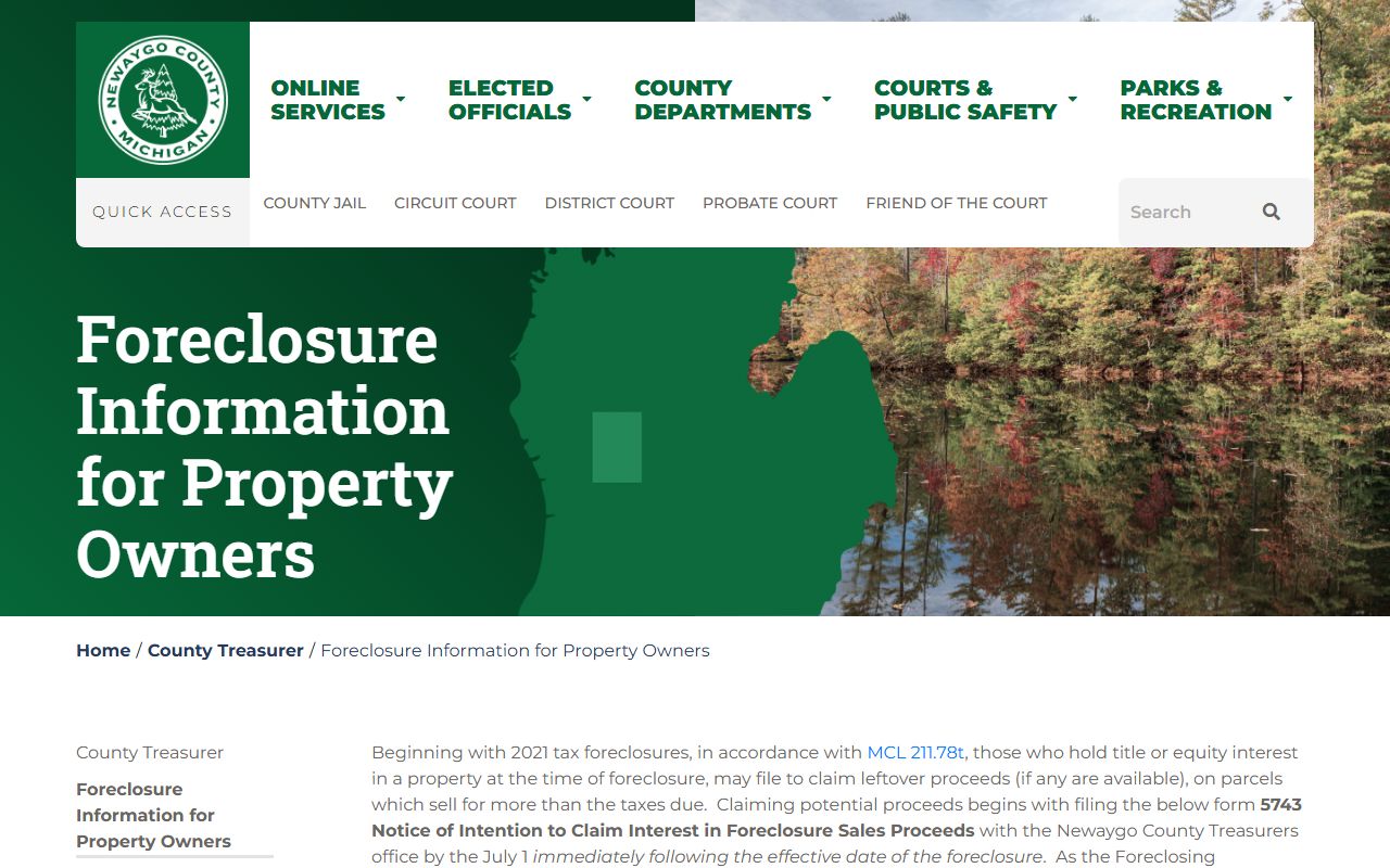 Newaygo County foreclosure auction claimants page