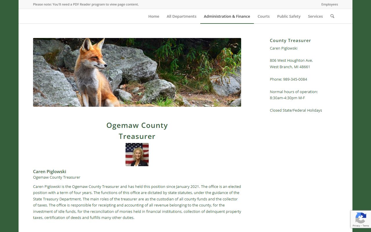 Ogemaw County Treasurer page