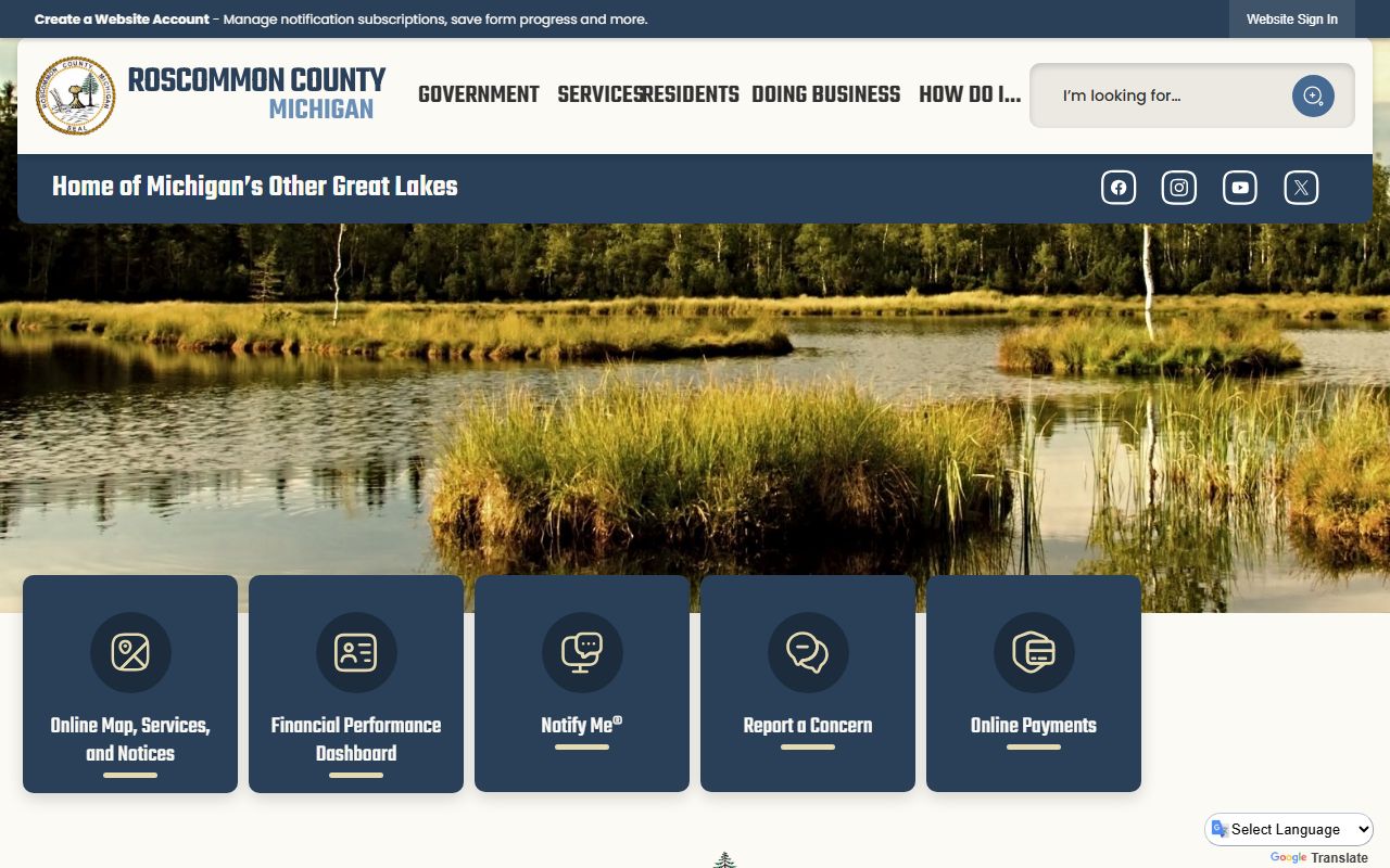 Roscommon County official website homepage