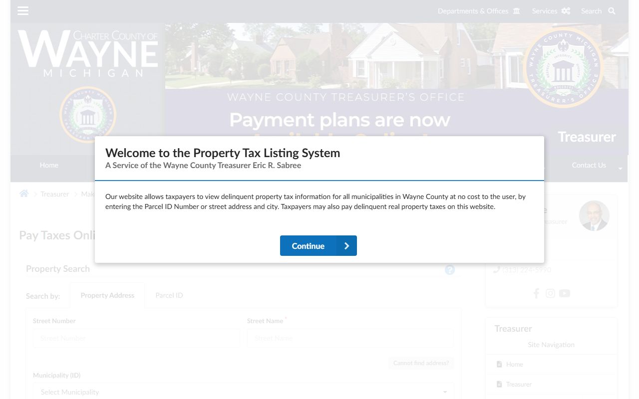 Wayne County property tax portal